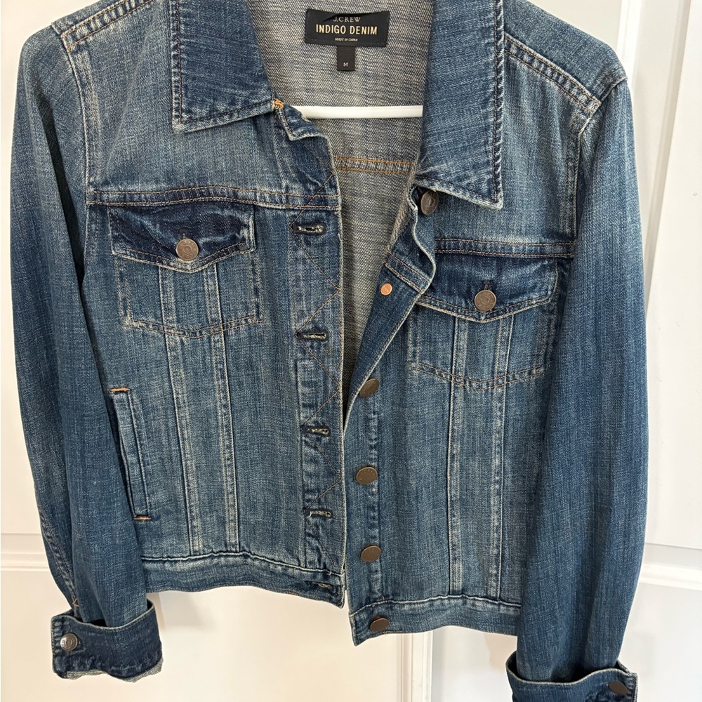 J.Crew Indigo Denim Jean Jacket Women’s Medium Classic Trucker Blue”
